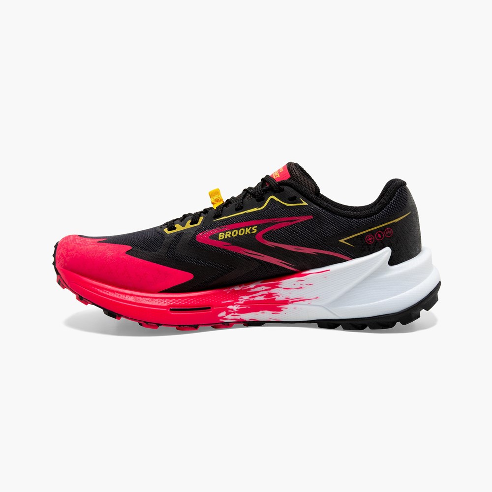 Black / Pink / Lemon Women Brooks Catamount 3 Speed Trail Running Shoes | IPRB91367