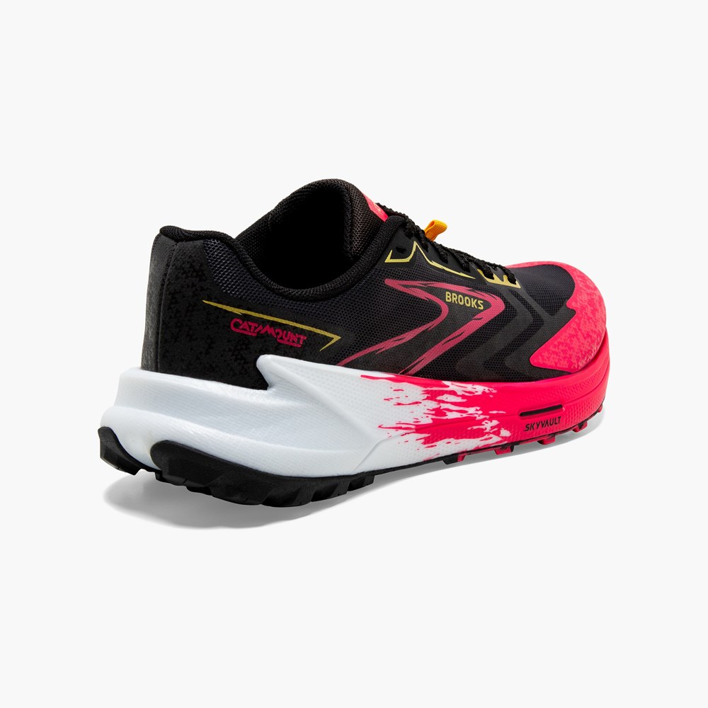 Black / Pink / Lemon Women Brooks Catamount 3 Speed Trail Running Shoes | IPRB91367