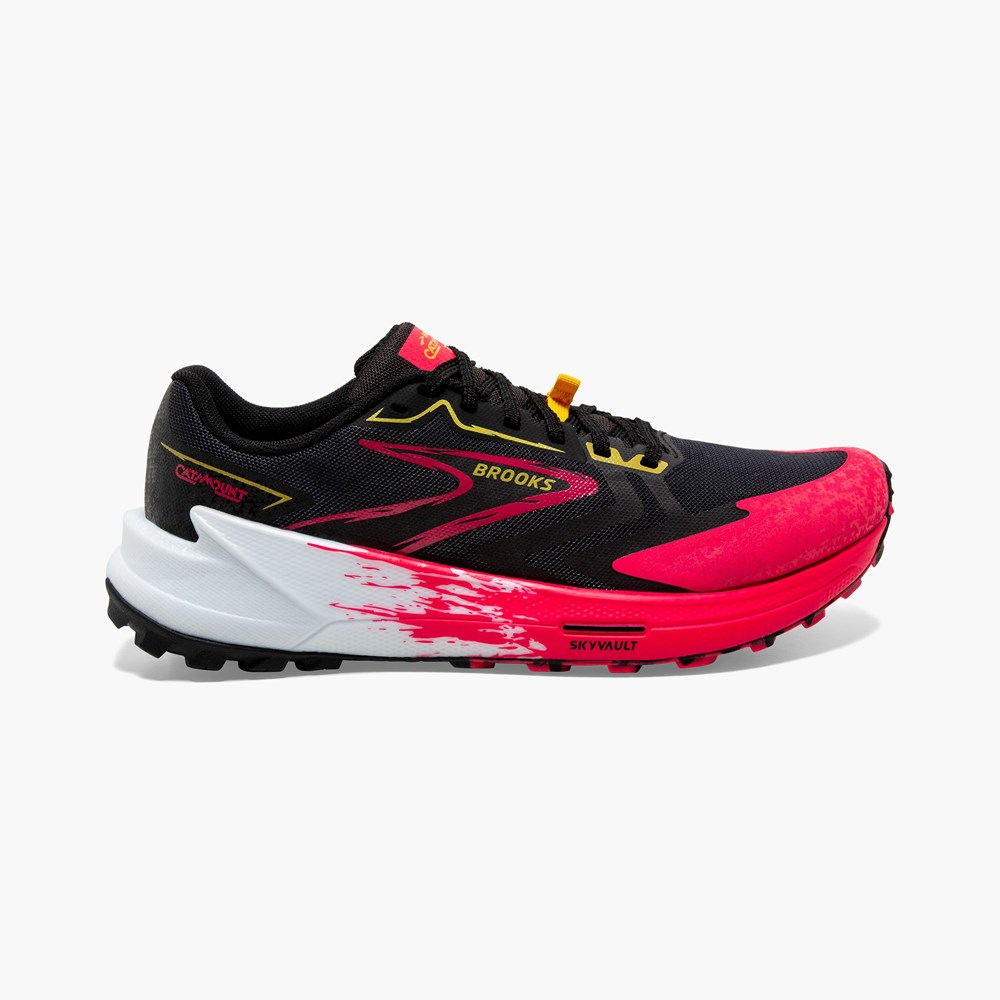 Black / Pink / Lemon Women Brooks Catamount 3 Speed Trail Running Shoes | IPRB91367