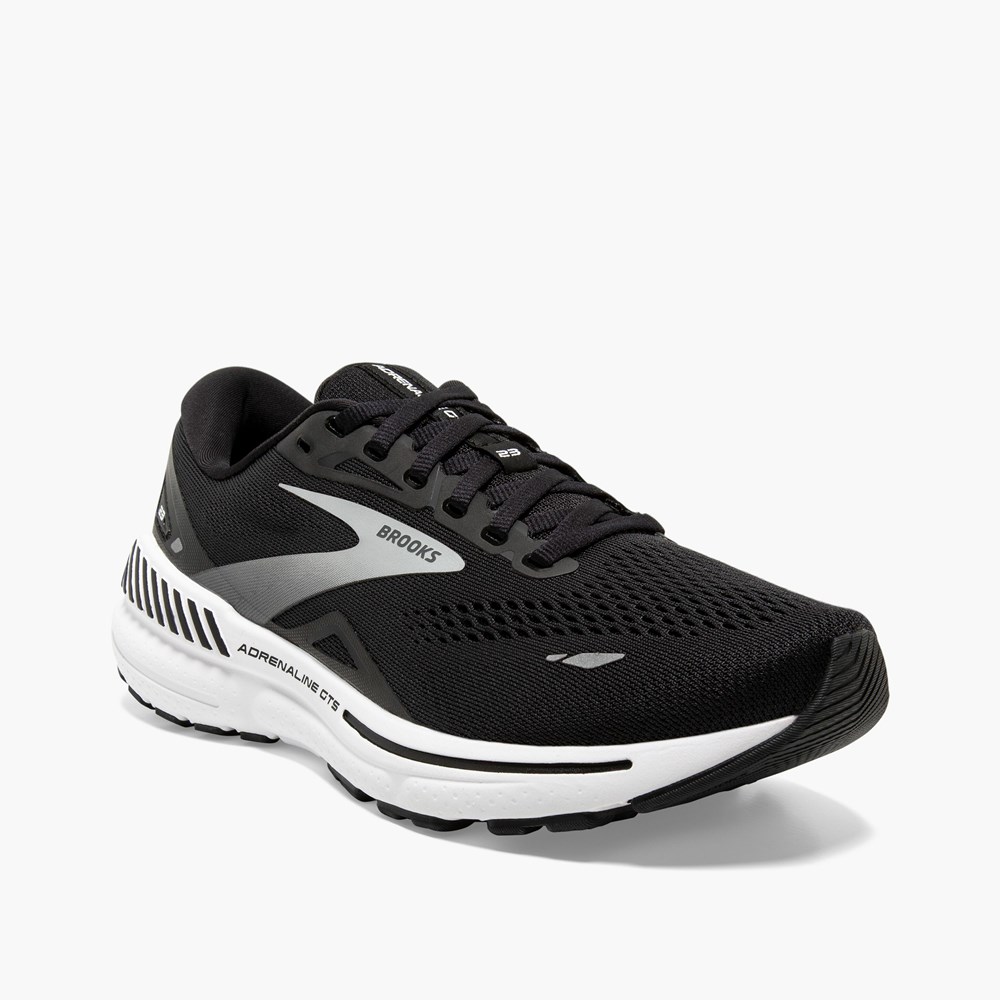 Black / White / Silver Men Brooks Adrenaline GTS 23 Walking Shoes | EOKA63459