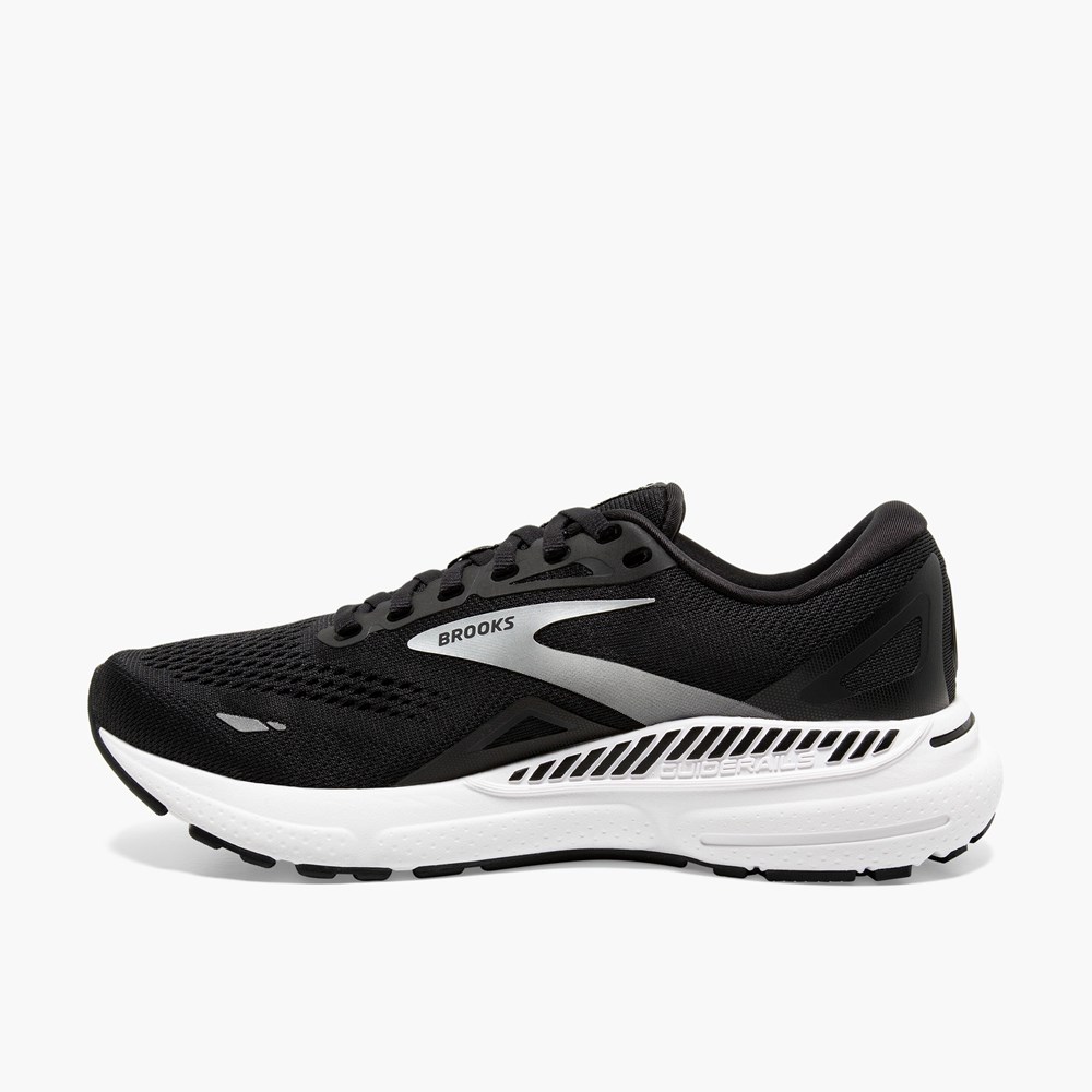 Black / White / Silver Men Brooks Adrenaline GTS 23 Walking Shoes | EOKA63459