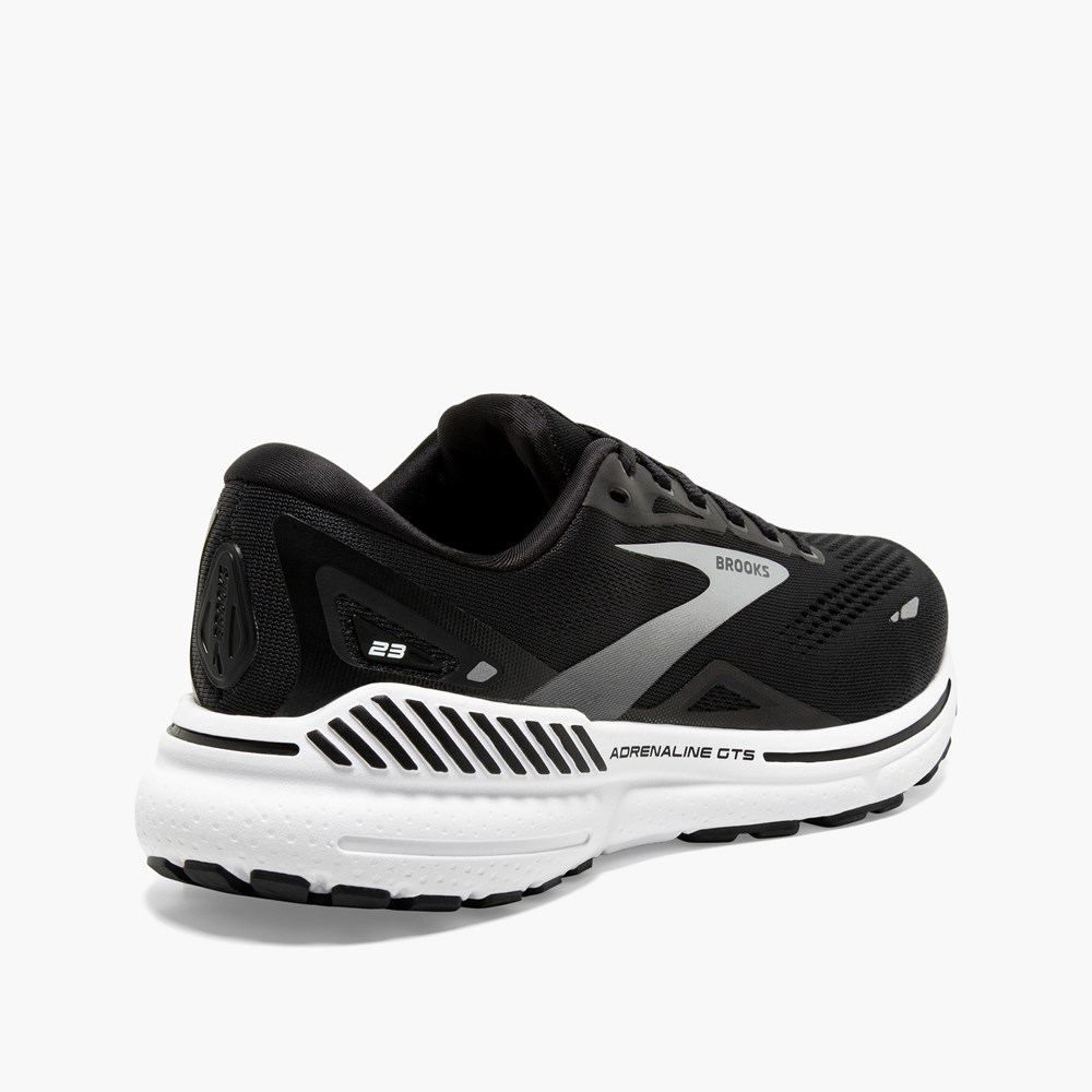 Black / White / Silver Men Brooks Adrenaline GTS 23 Walking Shoes | EOKA63459