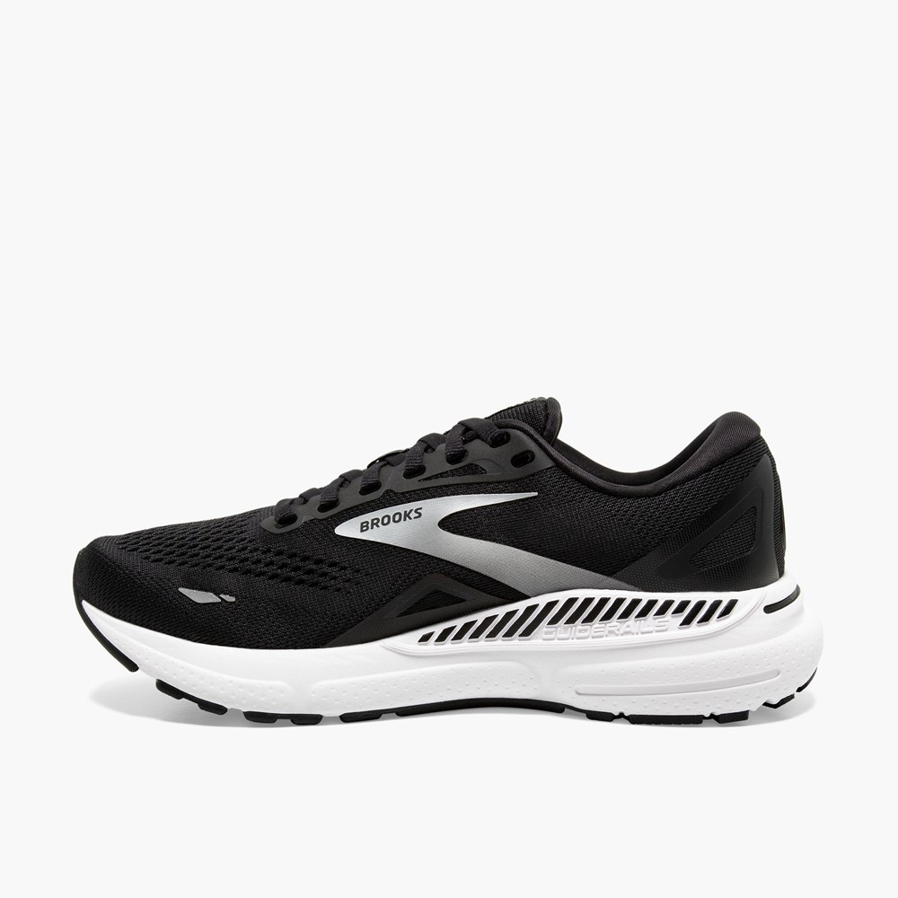 Black / White / Silver Women Brooks Adrenaline GTS 23 Running Shoes | NXOU04635