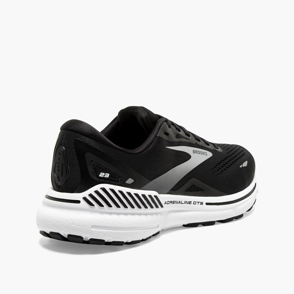 Black / White / Silver Women Brooks Adrenaline GTS 23 Running Shoes | NXOU04635