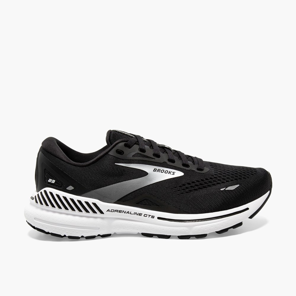 Black / White / Silver Women Brooks Adrenaline GTS 23 Road Running Shoes | KMBF76342