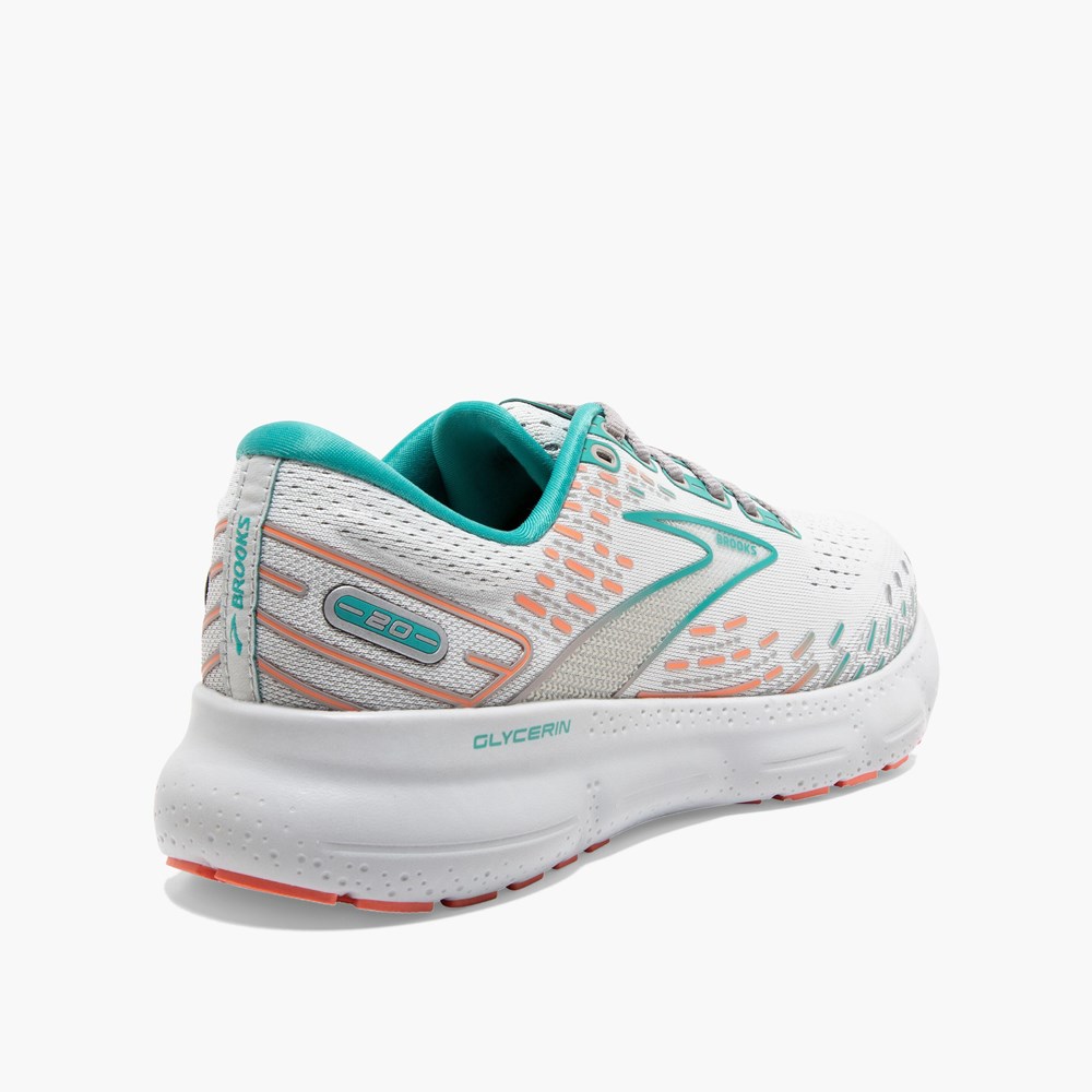 Black / White / Silver Women Brooks Glycerin 20 Walking Shoes | JOQM04965