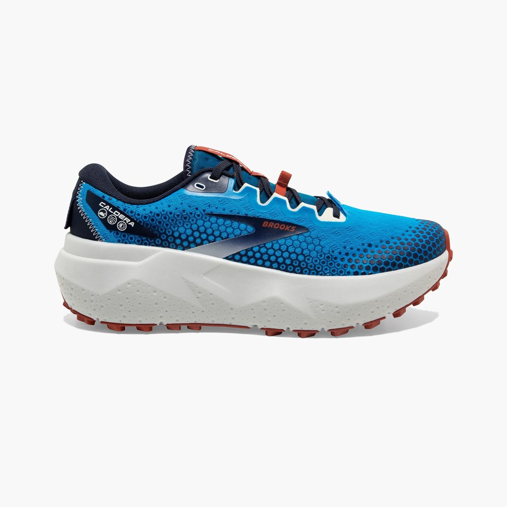 Blue / Black Men Brooks Caldera 6 Long Distance Trail Running Shoes | BACU14608