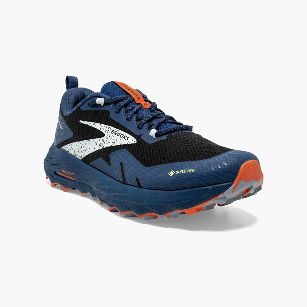 Blue / Black Men Brooks Cascadia 17 GTX Trail Running Shoes | FDVE30571