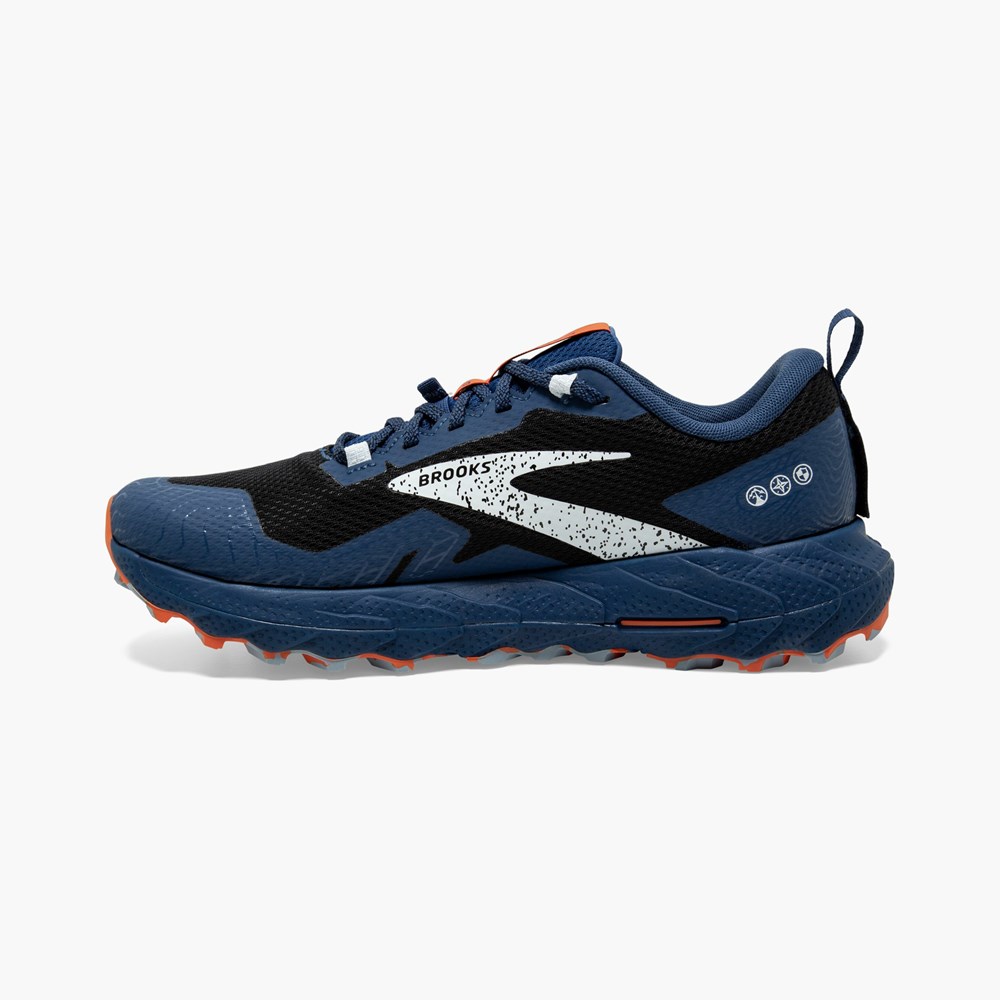 Blue / Black Men Brooks Cascadia 17 GTX Trail Running Shoes | FDVE30571