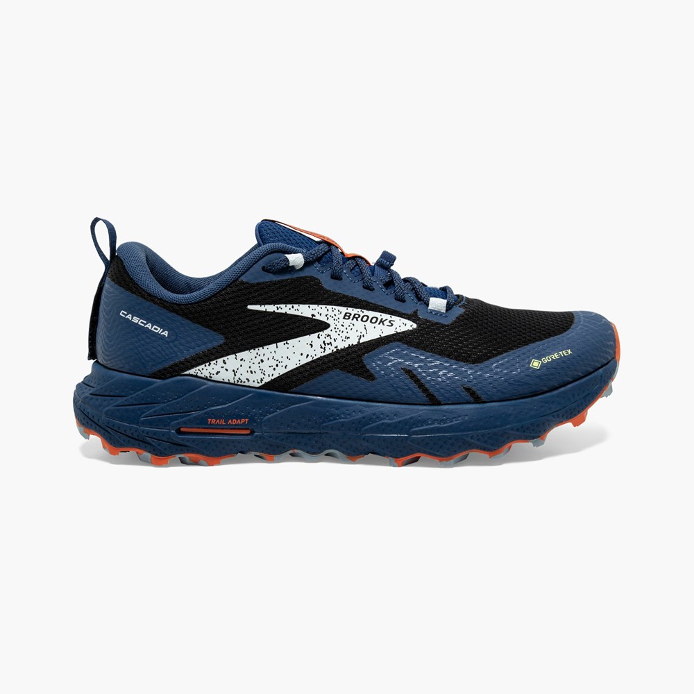 Blue / Black Men Brooks Cascadia 17 GTX Trail Running Shoes | FDVE30571