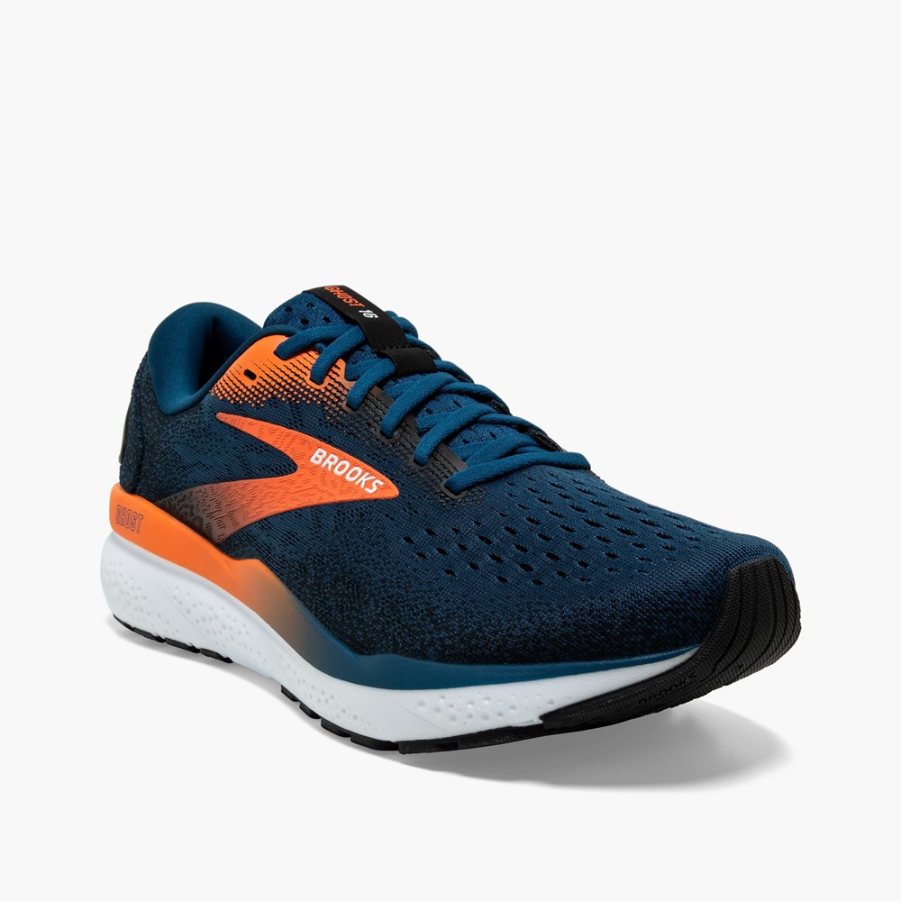 Blue / Black Men Brooks Ghost 16 Road Running Shoes | IHBV40735