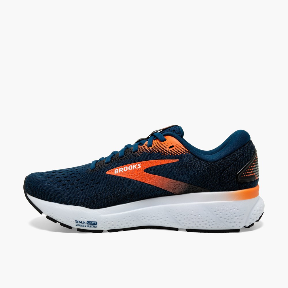 Blue / Black Men Brooks Ghost 16 Road Running Shoes | IHBV40735