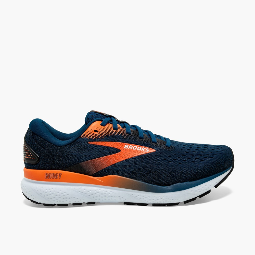 Blue / Black Men Brooks Ghost 16 Road Running Shoes | IHBV40735