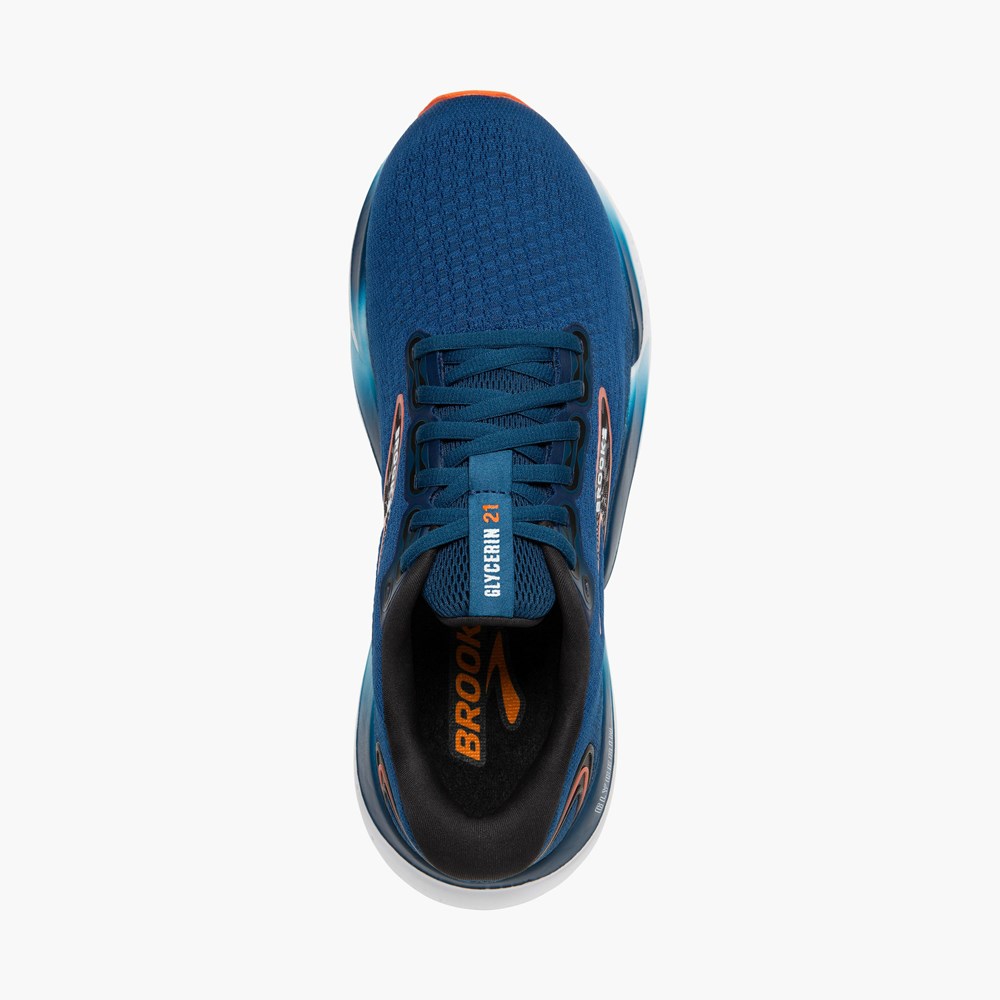 Blue / Black Men Brooks Glycerin 21 Running Shoes | UTFG73256