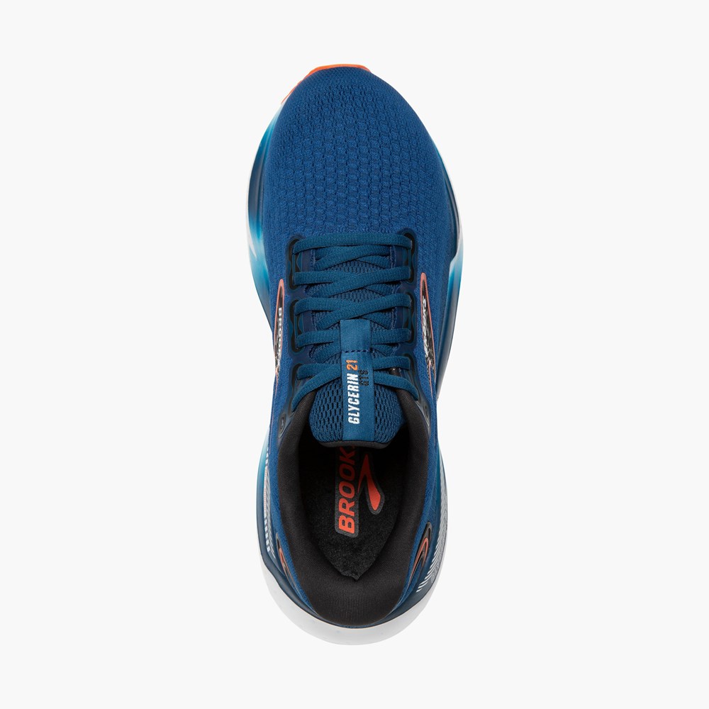 Blue / Black Men Brooks Glycerin GTS 21 Walking Shoes | TPBM15082