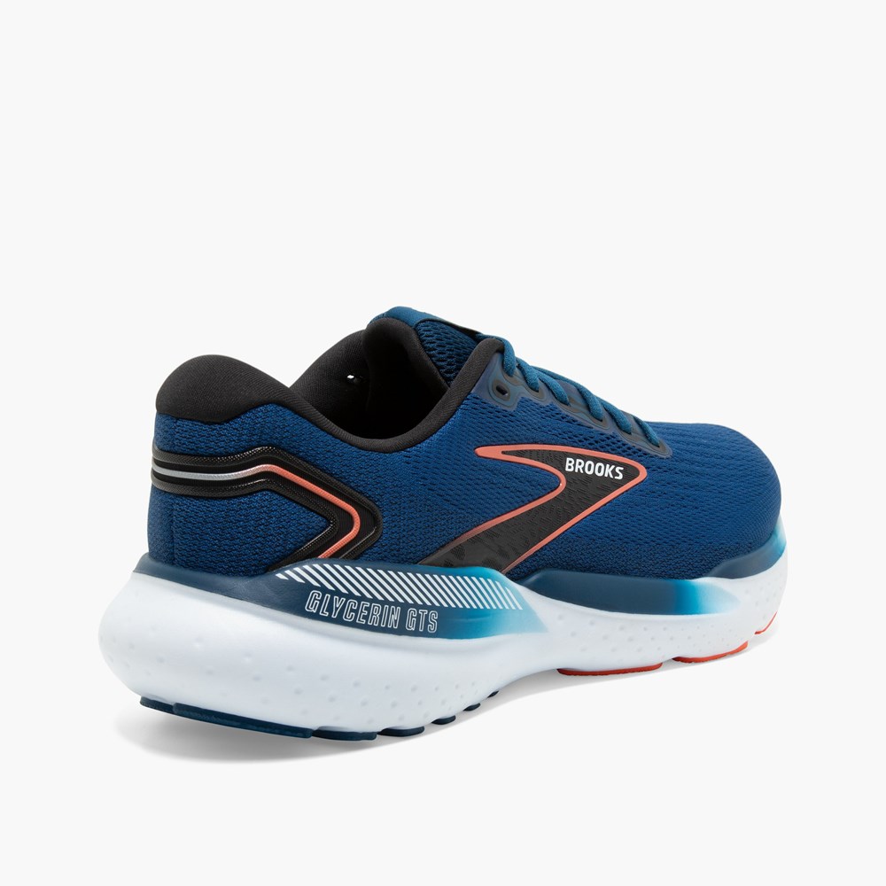 Blue / Black Men Brooks Glycerin GTS 21 Walking Shoes | TPBM15082