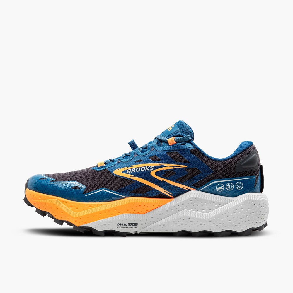 Blue / Orange Men Brooks Caldera 7 Hiking Shoes | GDYN19648