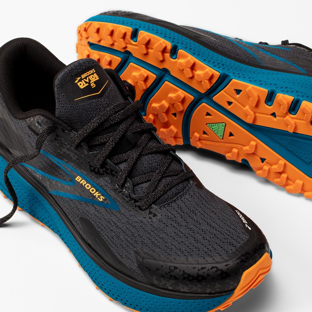 Blue / Orange Men Brooks Divide 5 Trail Running Shoes | FYMH59480