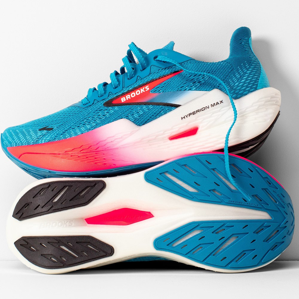 Blue / Pink / Black Men Brooks Hyperion Max 2 Track Spikes | DLUV56731