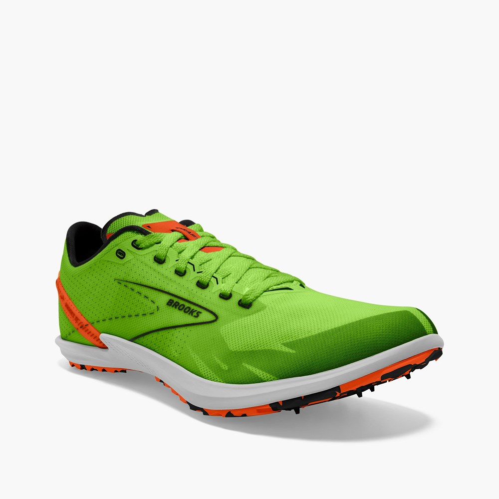 Green / Red Orange / White Men Brooks Draft XC Spikeless Cross Country Running Shoes | HKOQ53709