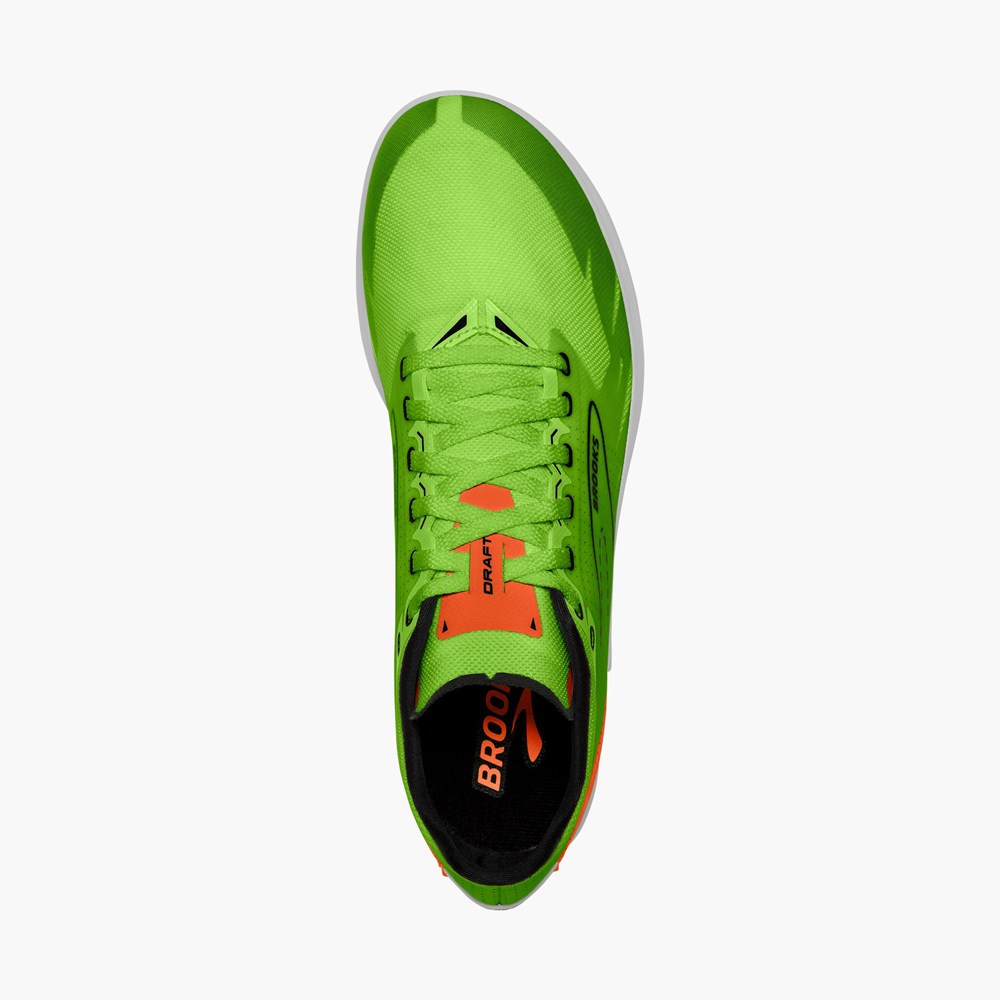 Green / Red Orange / White Men Brooks Draft XC Spikeless Cross Country Running Shoes | HKOQ53709