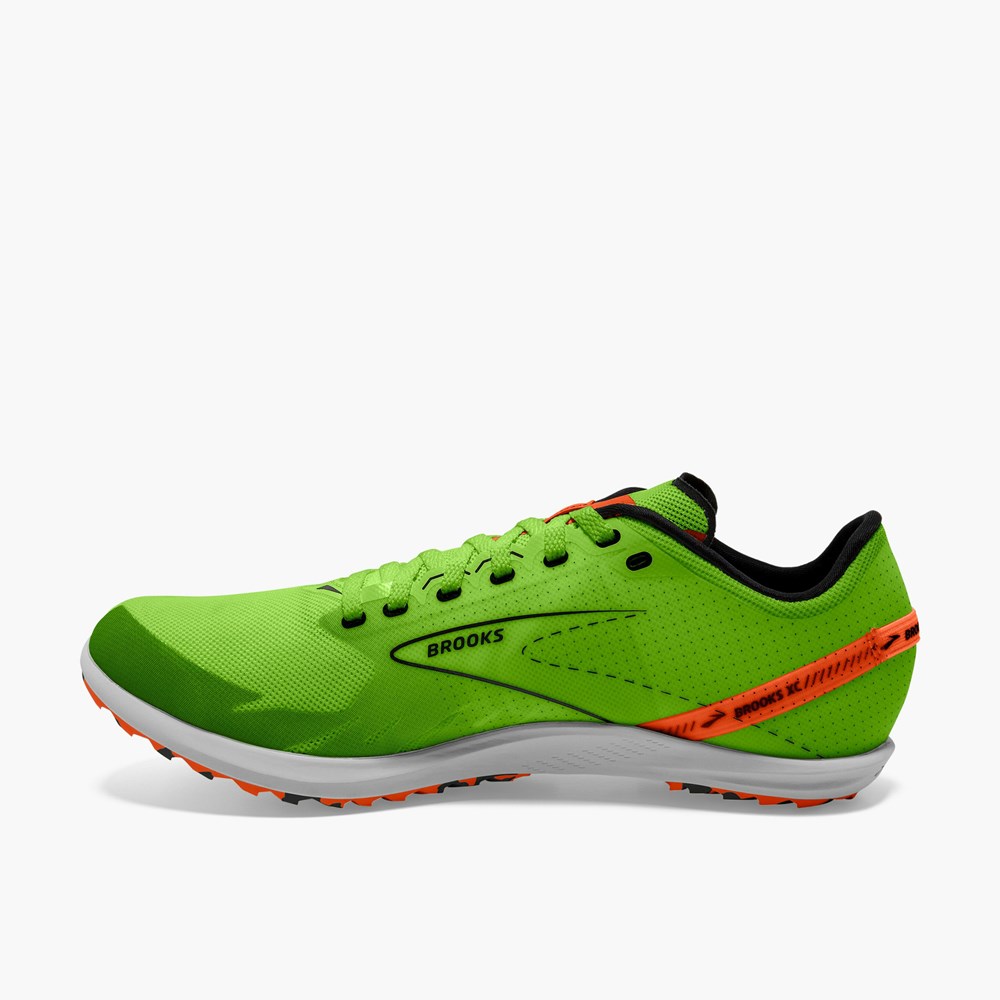 Green / Red Orange / White Men Brooks Draft XC Spikeless Cross Country Running Shoes | HKOQ53709