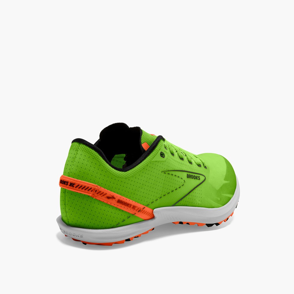 Green / Red Orange / White Men Brooks Draft XC Spikeless Cross Country Running Shoes | HKOQ53709