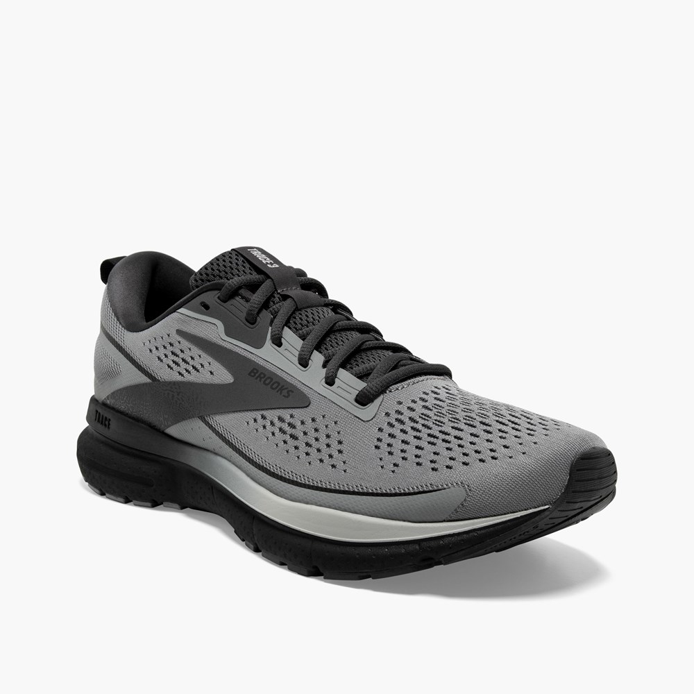 Grey / Black Men Brooks Trace 3 Walking Shoes | BWZO76129