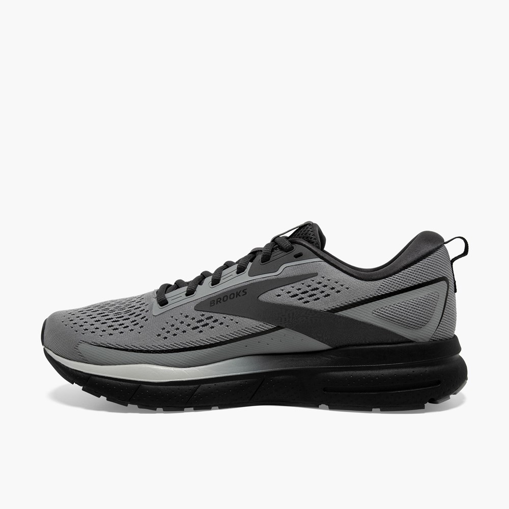 Grey / Black Men Brooks Trace 3 Walking Shoes | BWZO76129