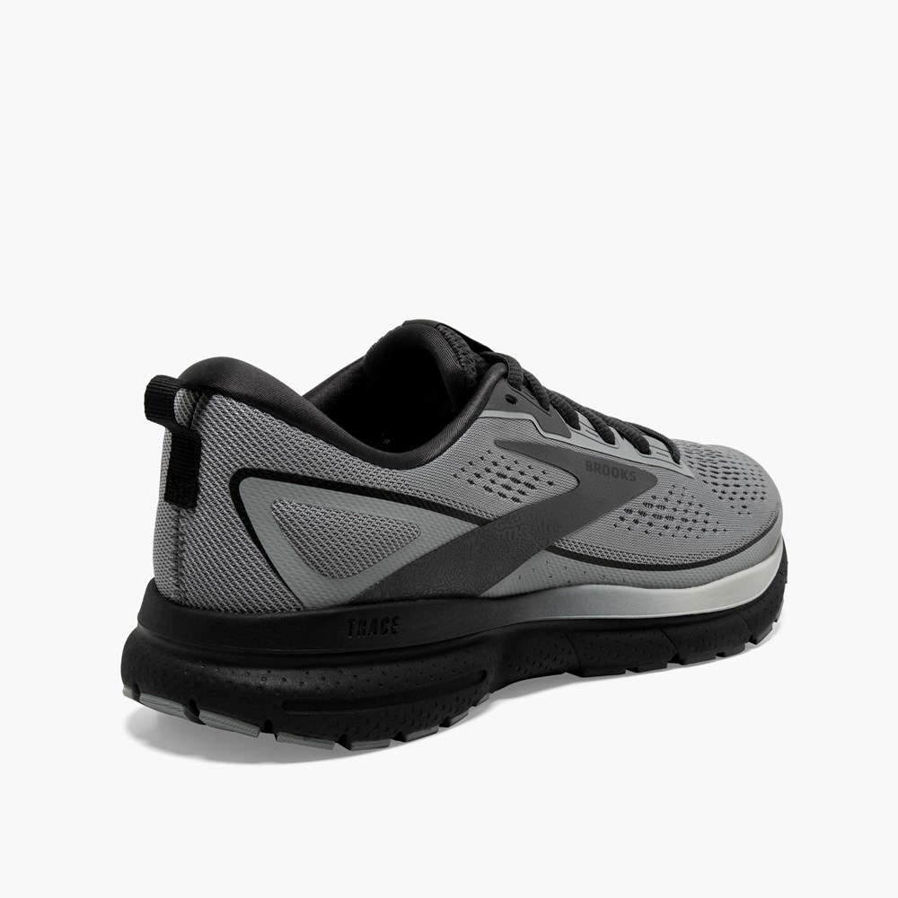 Grey / Black Men Brooks Trace 3 Walking Shoes | BWZO76129