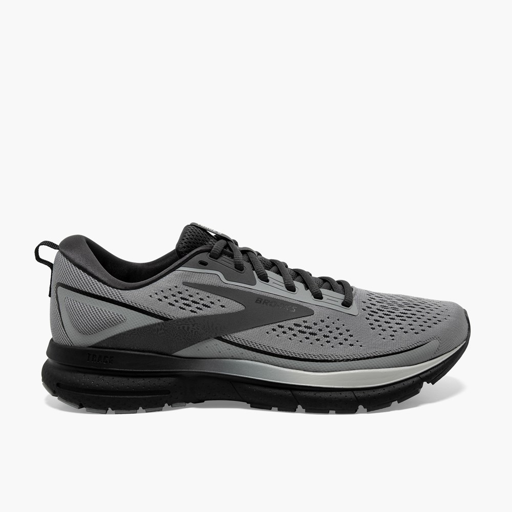 Grey / Black Men Brooks Trace 3 Walking Shoes | BWZO76129