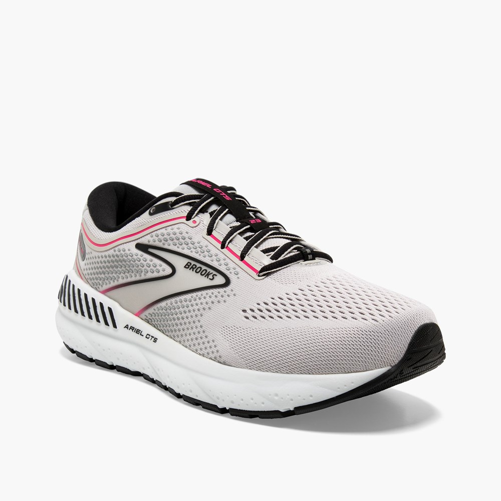 Grey / Black / Pink Women Brooks Ariel GTS 23 Road Running Shoes | JSKI82130