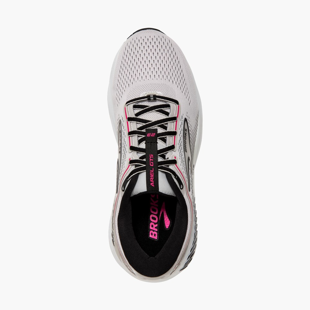 Grey / Black / Pink Women Brooks Ariel GTS 23 Road Running Shoes | JSKI82130