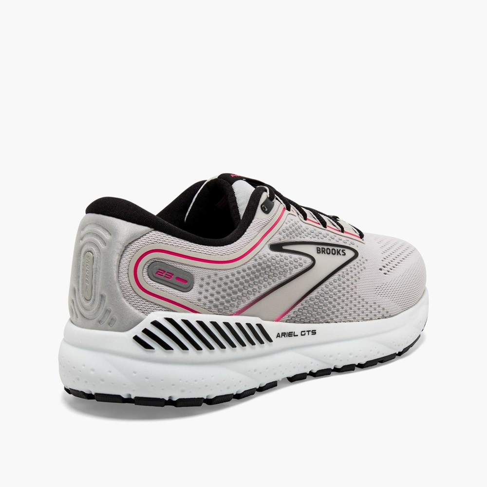 Grey / Black / Pink Women Brooks Ariel GTS 23 Road Running Shoes | JSKI82130