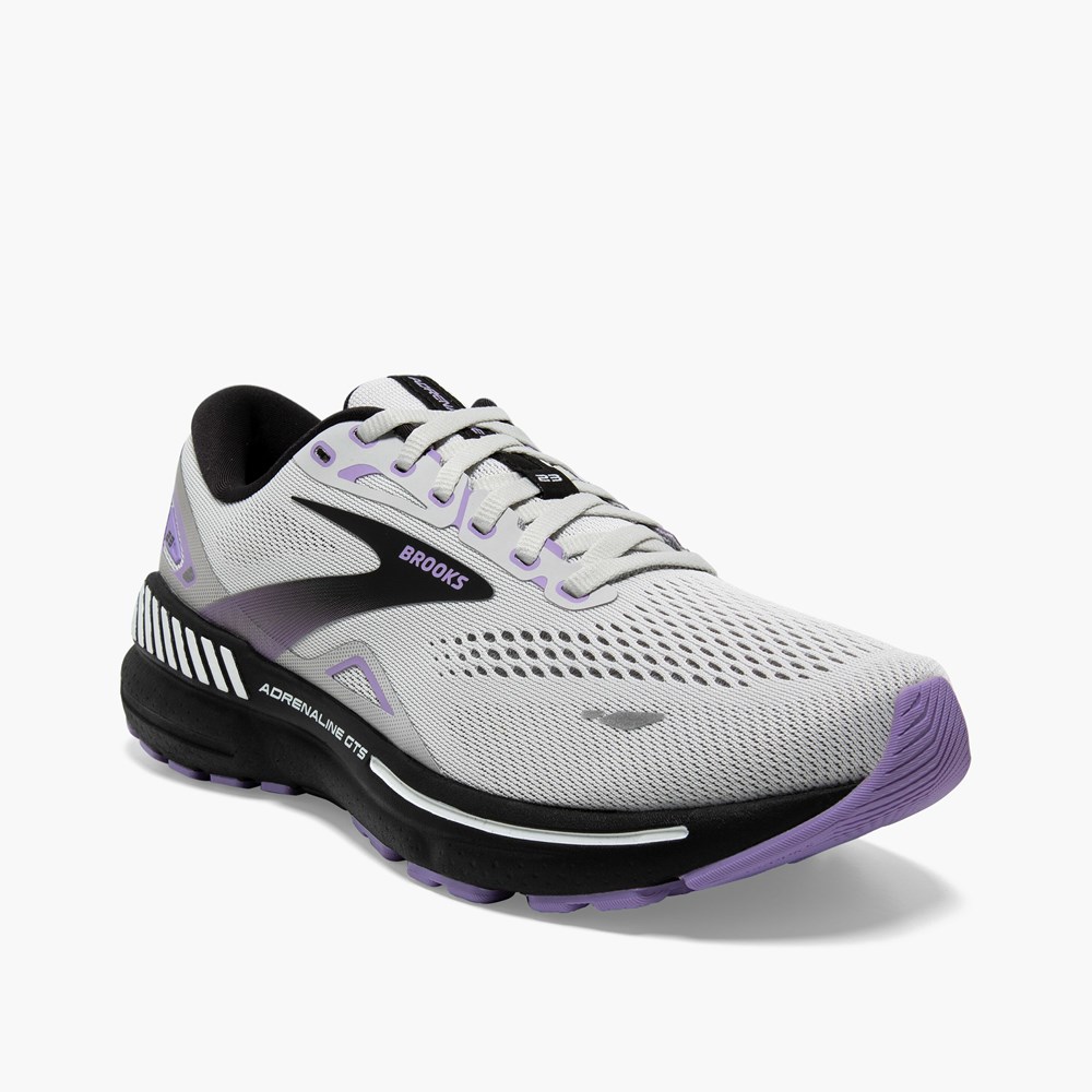 Grey / Black / Purple Women Brooks Adrenaline GTS 23 Running Shoes | TBCO71854