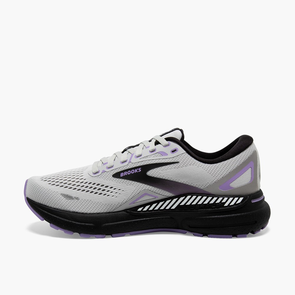 Grey / Black / Purple Women Brooks Adrenaline GTS 23 Running Shoes | TBCO71854