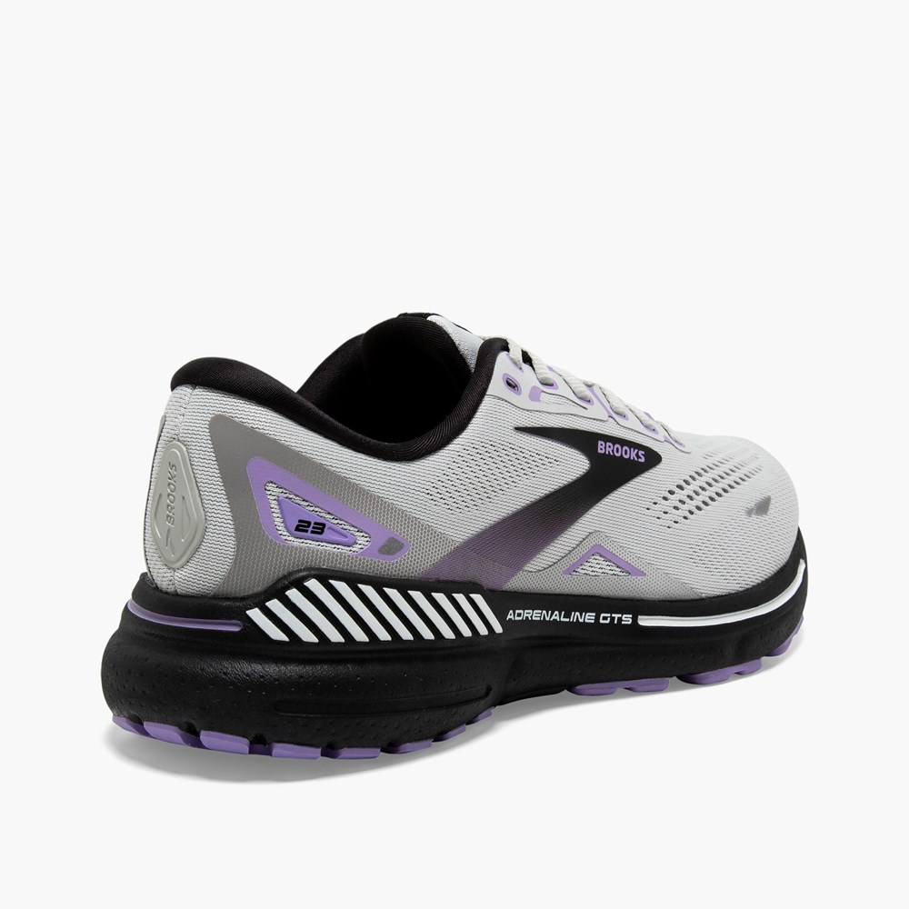 Grey / Black / Purple Women Brooks Adrenaline GTS 23 Running Shoes | TBCO71854