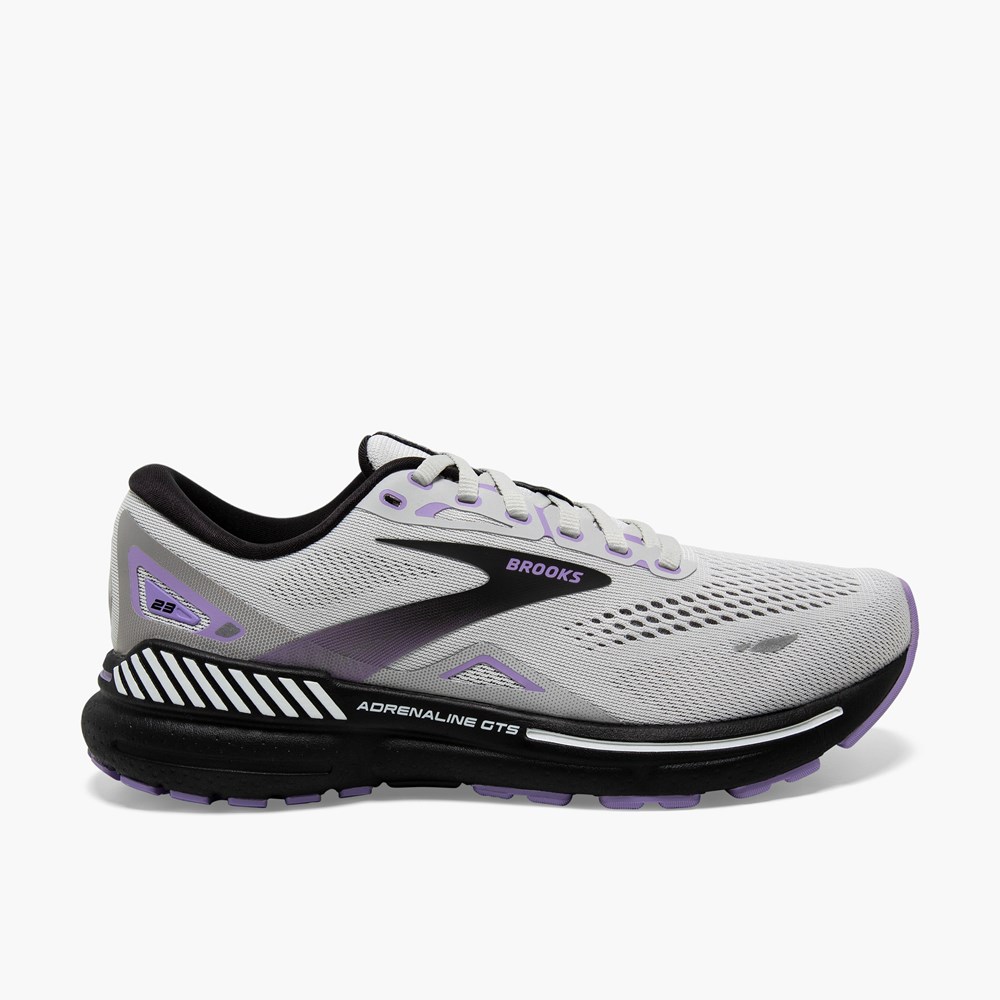 Grey / Black / Purple Women Brooks Adrenaline GTS 23 Running Shoes | TBCO71854