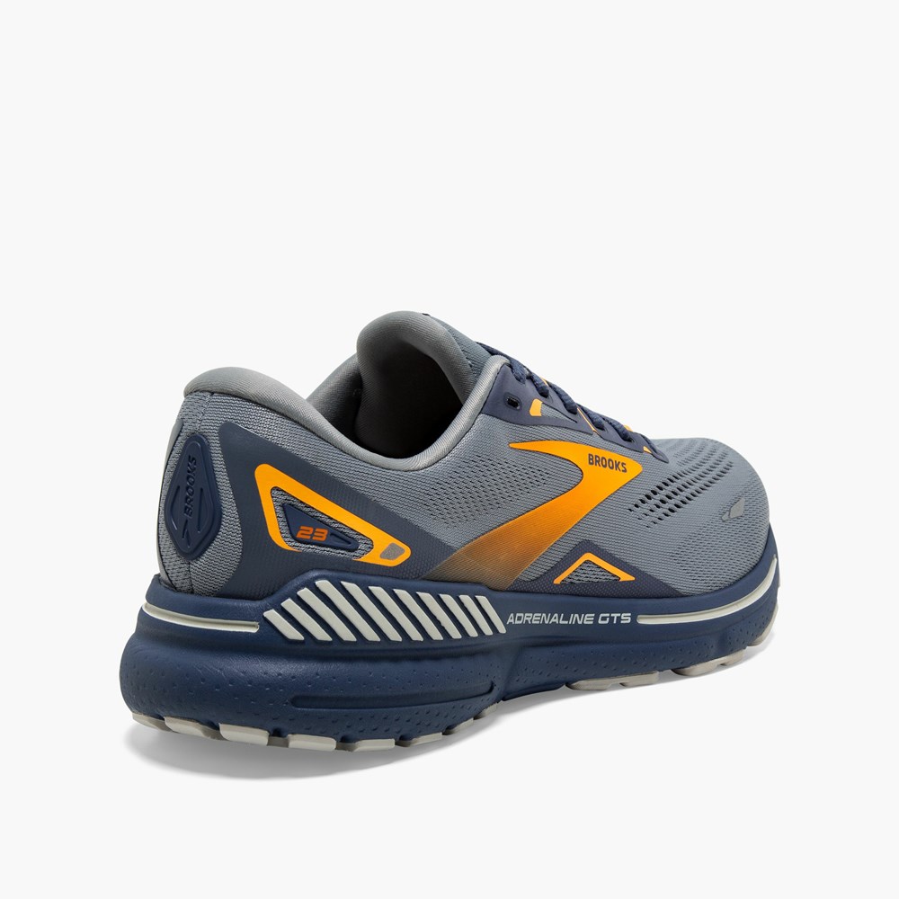 Grey / Blue / Orange Men Brooks Adrenaline GTS 23 Walking Shoes | RXSA32154