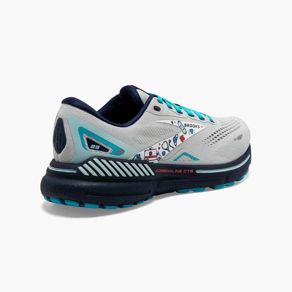 Grey / Blue / Red Women Brooks Adrenaline GTS 23 Support Running Shoes | KDXR37648