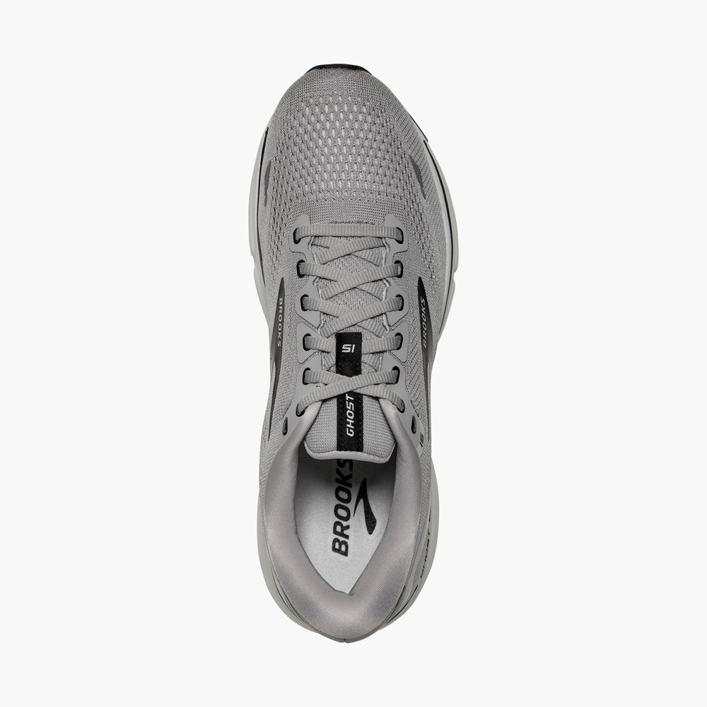 Grey / Light Green Men Brooks Ghost 15 Walking Shoes | LMHK84791