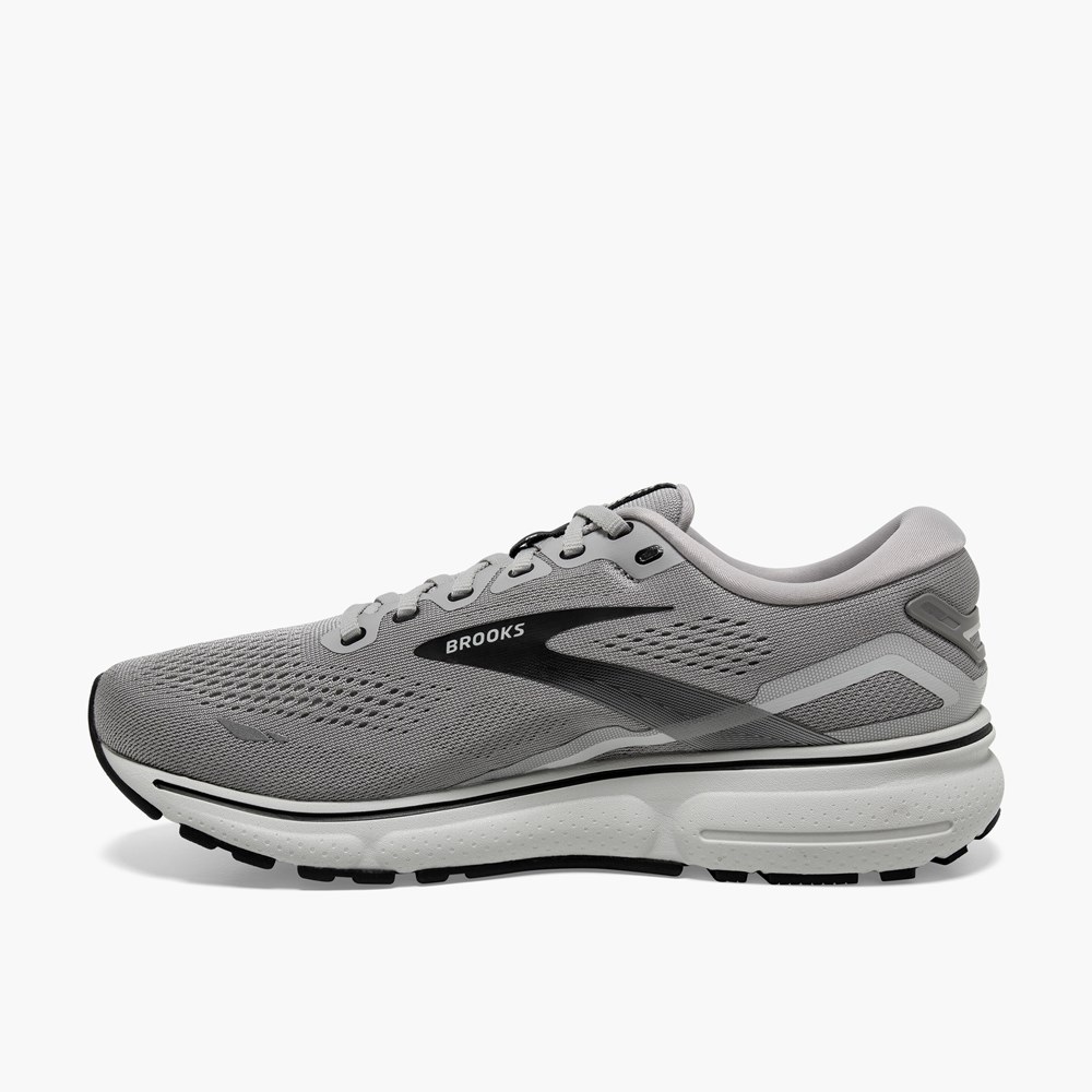 Grey / Light Green Men Brooks Ghost 15 Walking Shoes | LMHK84791