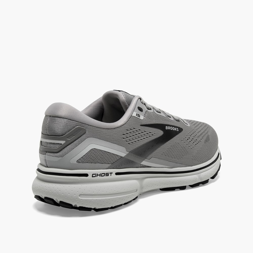 Grey / Light Green Men Brooks Ghost 15 Walking Shoes | LMHK84791