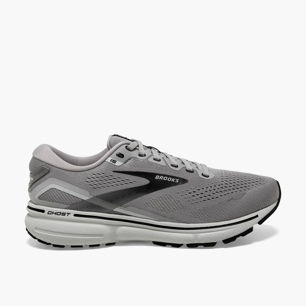 Grey / Light Green Men Brooks Ghost 15 Walking Shoes | LMHK84791