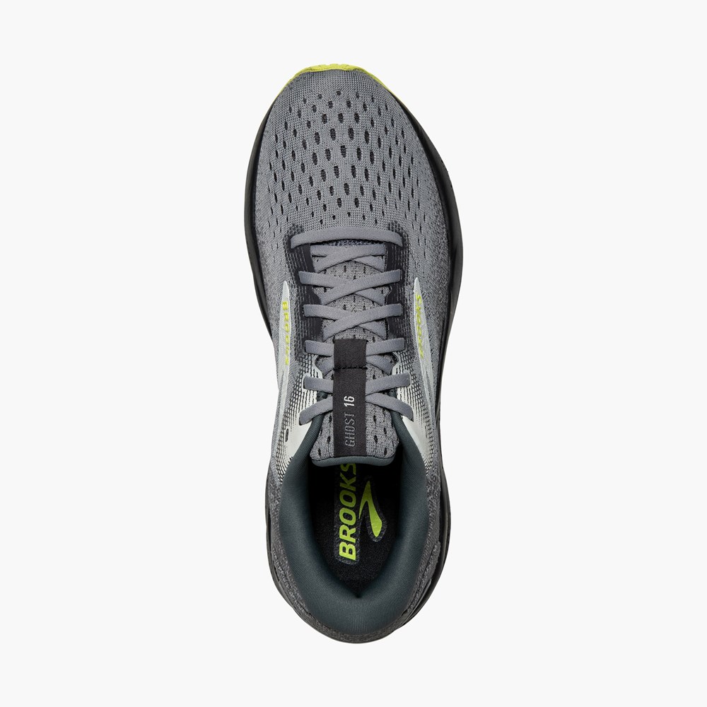 Grey / Light Green Men Brooks Ghost 16 Road Running Shoes | WTVE54798