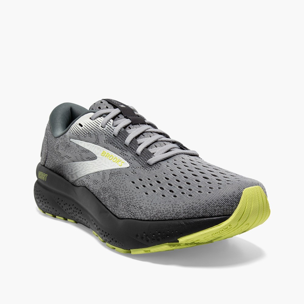 Grey / Light Green Men Brooks Ghost 16 Walking Shoes | HGVJ69830