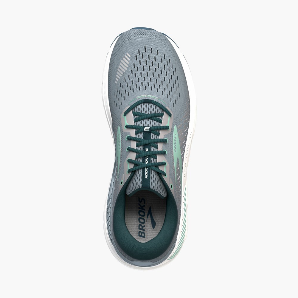 Grey / Navy / Light Turquoise Women Brooks Addiction 15 Road Running Shoes | GVWT91247