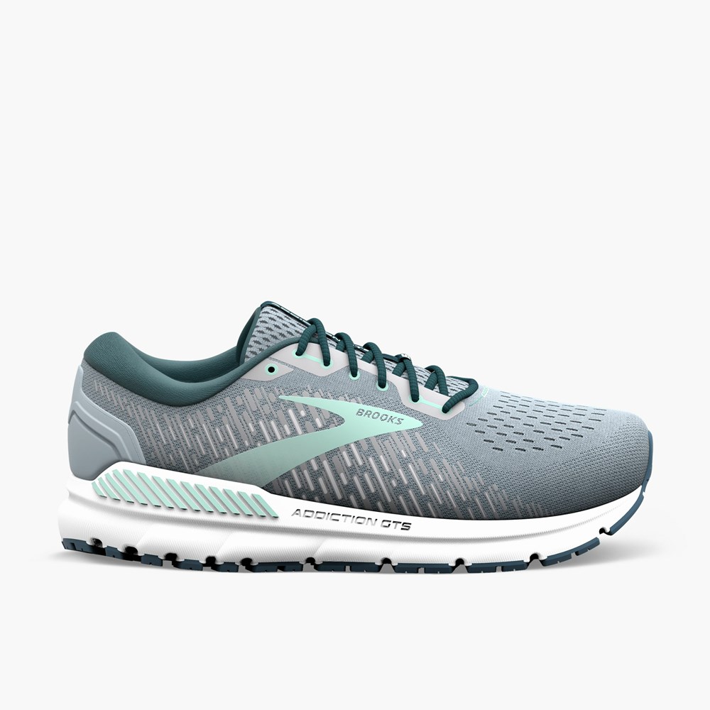 Grey / Navy / Light Turquoise Women Brooks Addiction 15 Walking Shoes | FJLU69312