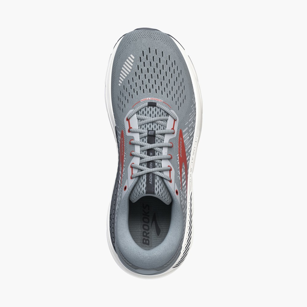 Grey / Red Men Brooks Addiction 15 Running Shoes | MWVX64530