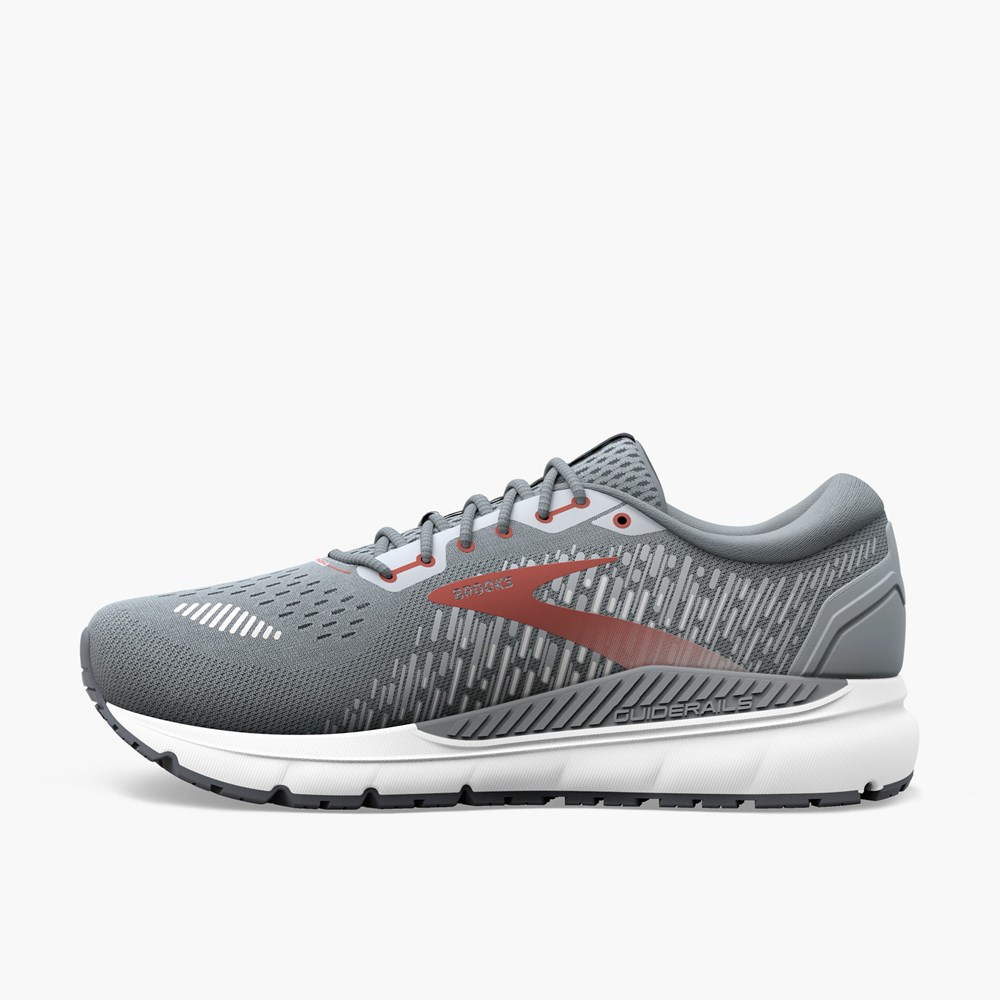 Grey / Red Men Brooks Addiction 15 Running Shoes | MWVX64530